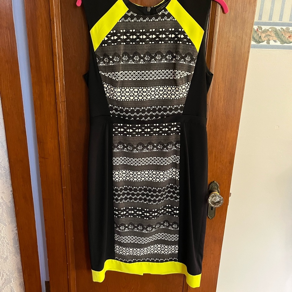 BCBGMaxAzria Black and Yellow Mini Dress